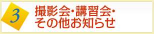 撮影会・講習会・その他お知らせ